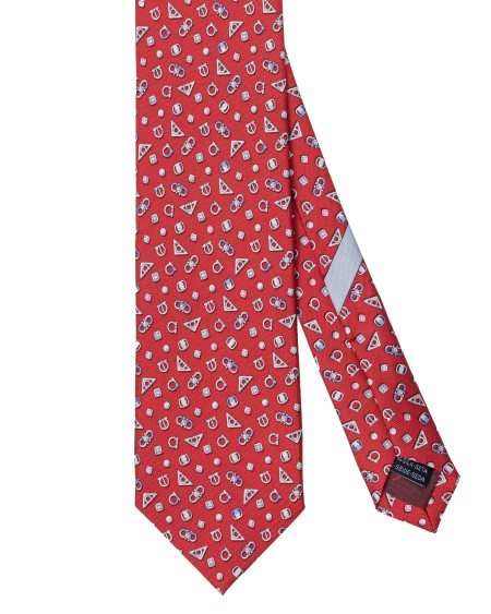 Shop SALVATORE FERRAGAMO  Tie: Salvatore Ferragamo pure silk tie.
Decorated with an irregular pattern of buckles, studs and corners.
Composition: 100% Silk.
Made in Italy.. 350737 4POIS-001755340